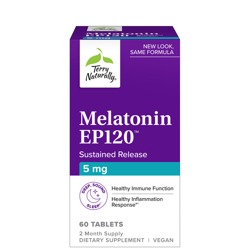 Terry Naturally Melatonin EP120 5 mg Sustained Release - 60 Vegan Tablets, by EuroPharma