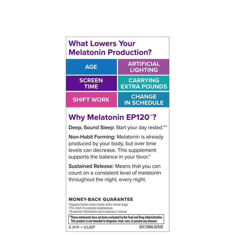 Terry Naturally Melatonin EP120 5 mg Sustained Release - 60 Vegan Tablets, by EuroPharma