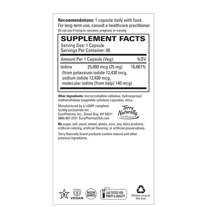 Terry Naturally Tri-Iodine 25 mg 60 Capsules
