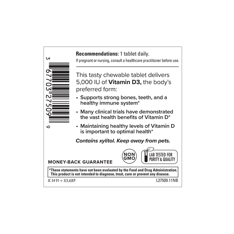 Terry Naturally Vitamin D3 Chewable 5,000 IU 90 Chewable Tablets