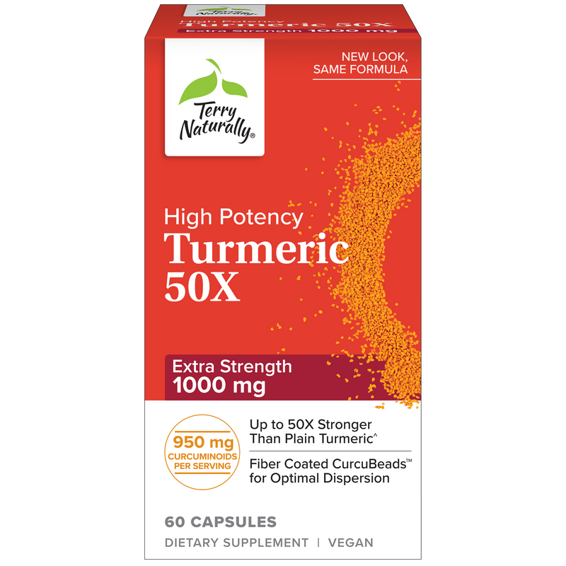 Terry Naturally, Extra Strength Turmeric 50X, High Potency Curcumin, 500 mg, 60 Capsules, by Europharma