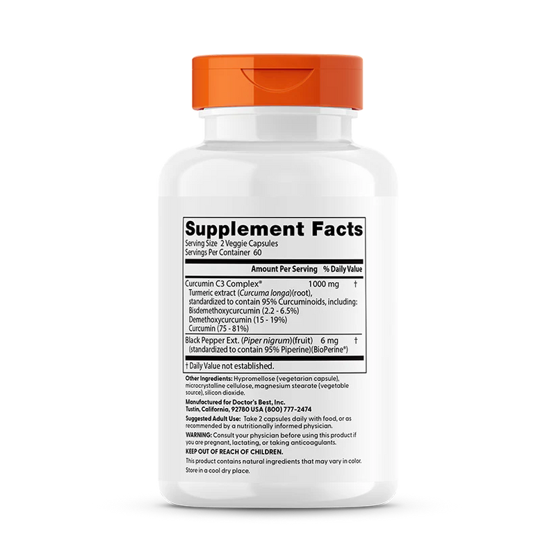 Best High Absorption Curcumin from Turmeric Root, 1000 mg Per Serving, 120 Veggie Caps