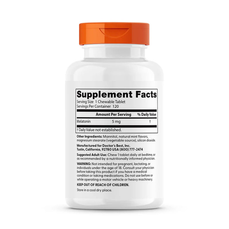 Melatonin Natural Mint Flavor 5 mg 120 Chewable Tablets