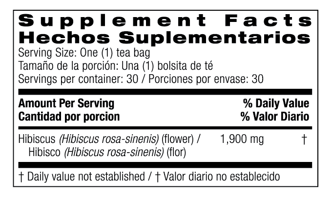Hibiscus Tea 30 Tea Bags by Bio Nutrition