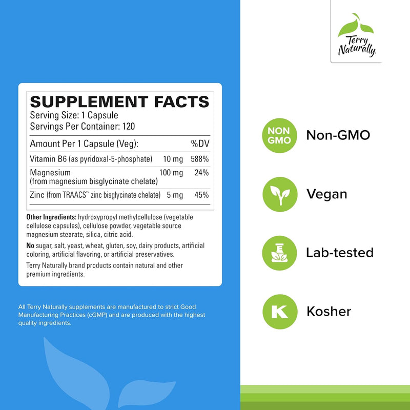 Terry Naturally BioActive Magnesium Complex with P-5-P/Mag and Zinc 120 Capsules