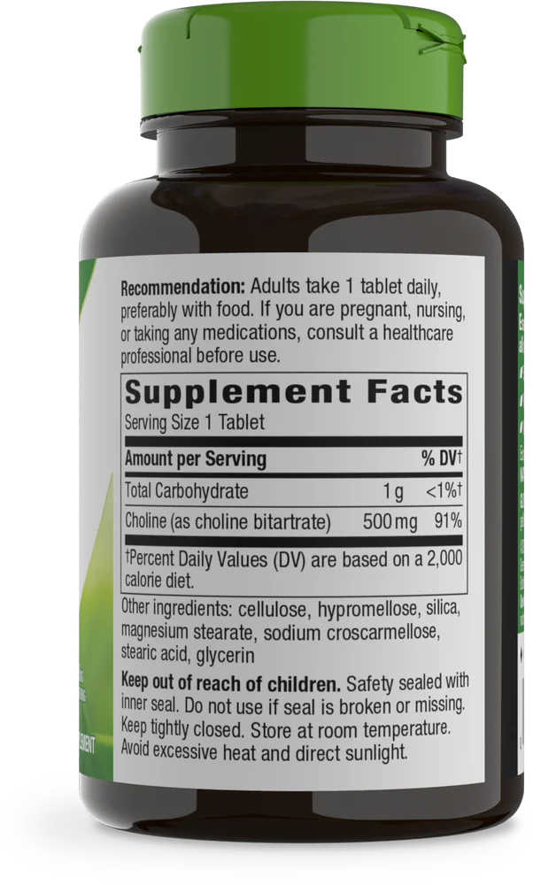 Choline 500 mg 100 Tablets by Nature&