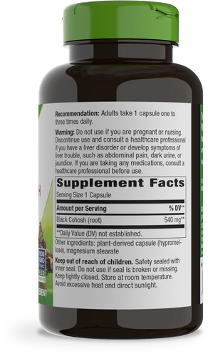 Black Cohosh Root 540 mg 180 Vegetarian Capsules by Nature&