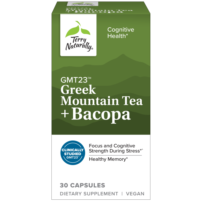 Terry Naturally GMT23™ Greek Mountain Tea + Bacopa, 30 Capsules, by Europharma