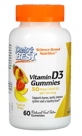 Vitamin D3 Gummies, Tropical Tango, 25 mcg (1,000 IU), 60 Gummies, by Doctor&